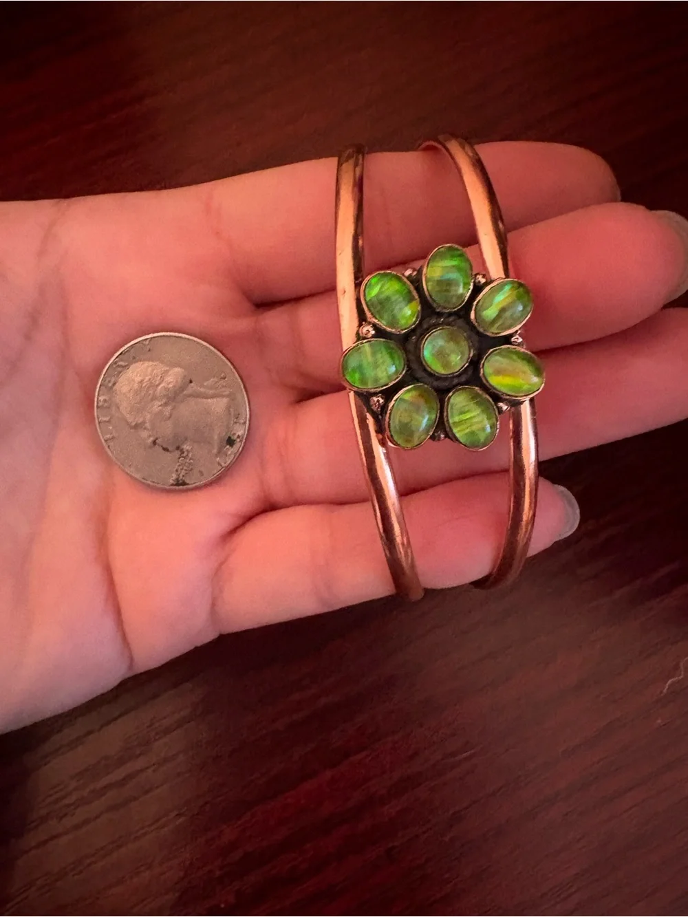 Aurora Opal Flower Copper bracelet